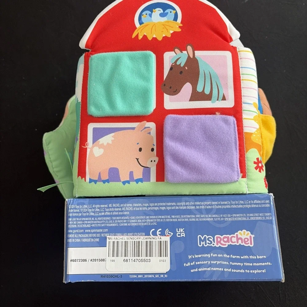 Ms Rachel Sensory Learning Farm Foldable Soft Baby Book With‎ Push Cow Plush Toy